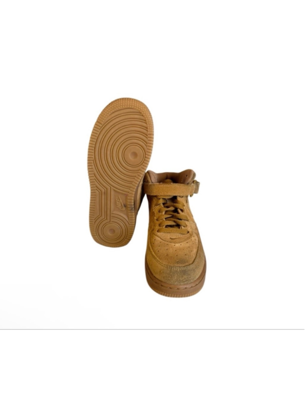Nike Kids Force 1 Mid Wheat Suede Gum Soles [859337-701] Size 2Y - Picture 6 of 8